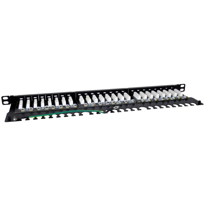 Phasak PU 4811 Patch Panel 24 Puertos Cat.6A Slim 0.5U Negro